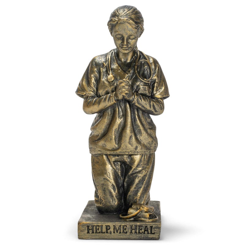 Dicksons Help Me Heal Praying Nurse 5 inch Gold Resin Stone Table Top Figurine - Image 5